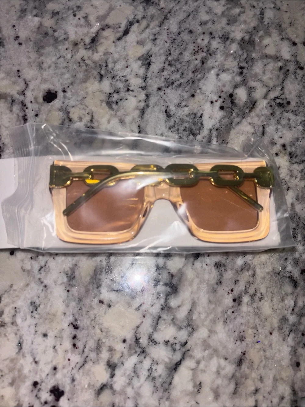 NWT Oversized Peach Square Sunglasses Brown Lens